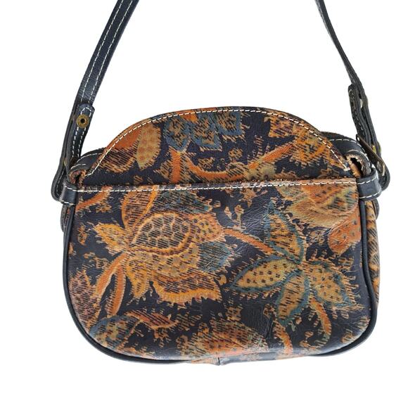 PATRICIA NASH Chania Italian Leather Crossbody Bag Fall Tapestry Blue Orange - Picture 3 of 9